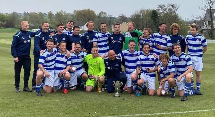 Kilgetty AFC with the 2nd Division Trophy