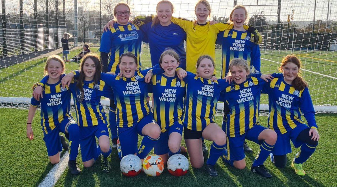 Kilgetty AFC U13s Girls team photo before their match at Goodwick